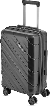 Karriage-Mate Expandable Hardside Carry-On Luggage Set, Suitcase with Eight Spinning Wheels, 20-Inch and Scratch-Resistant Surface Black