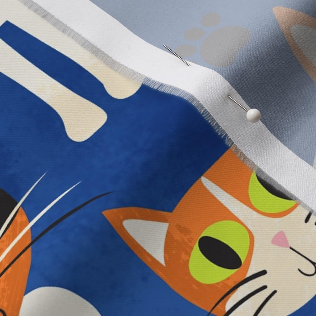 Spoonflower Fabric - Cat Kitten Cats Printed on Organic Cotton Sateen Fabric by The Yard - Sewing Quilting Apparel Home Decor