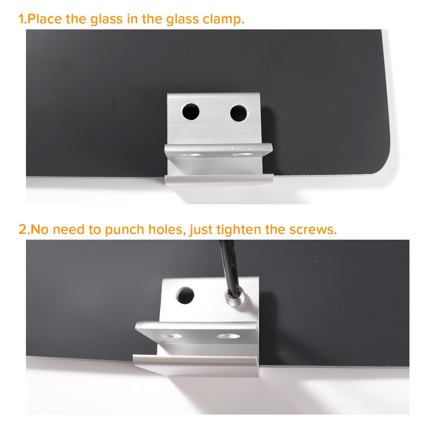 Lyeteung 4 PCS 8mm Glass Clamps, Aluminium Alloy Glass Support Bracket, Adjustable Glass Clamp Holders, Glass Connector - Image 4
