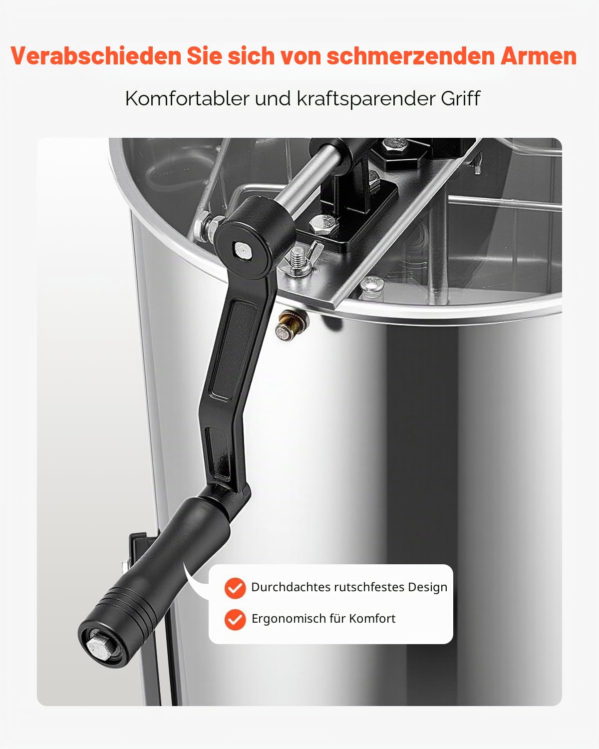 VEVOR Honigschleuder, 2 Rahmen, manuelle Tangentialschleuder mit transparentem Deckel, Honigextractor aus Rostfreiem Stahl mit höhenverstellbarem Ständer, Honigextractor für die Bienenzucht