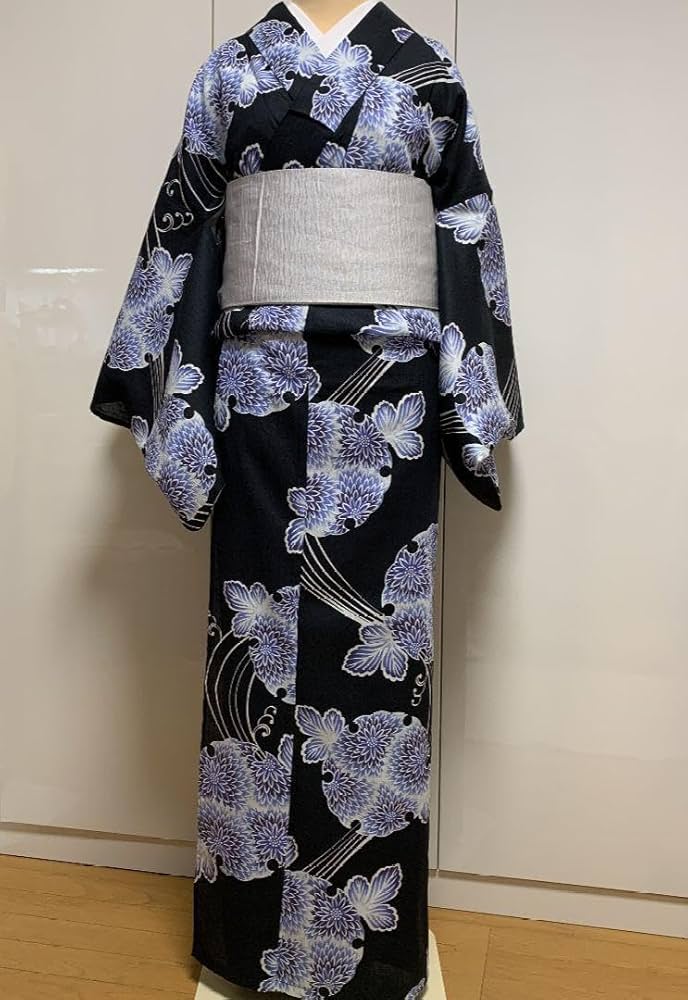 綿麻ゆかた　普通サイズ　裄68cm しじら織 綿麻無地感覚の浴衣単品（白色縞/女性用/綿85％麻15