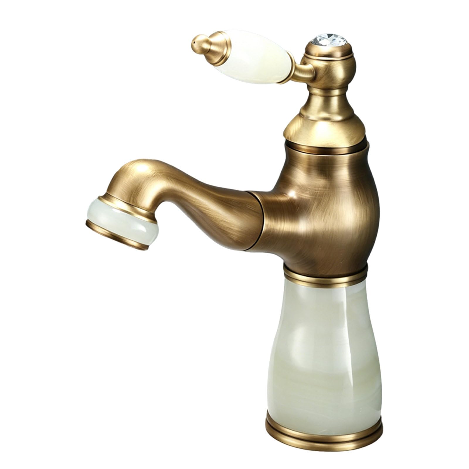 Grifo de Baño, Monomando Lavabo de Latón con Alcachofa Extraíble | Grifo Lavabo Monomando Agua Fría y Caliente, con Cartucho de Cerámica y Latiguillos, Estilo Rétro, Fácil Instalación