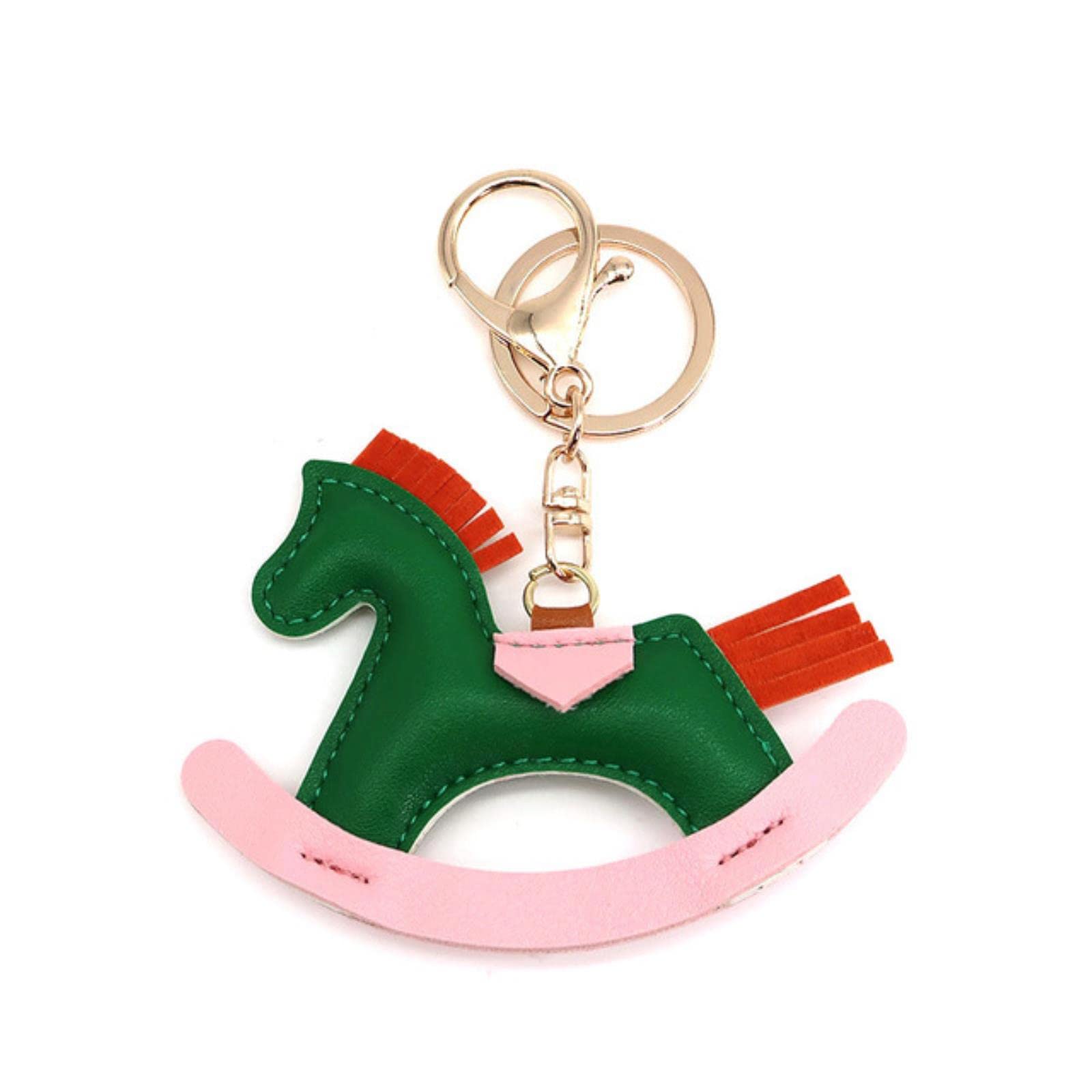 JIJIBA Women Leather Charms Bag Pendant KeyChain Cartoon Pony Rocking Horses Keyring Cute Animal Ornament Accessories Decoration Gift