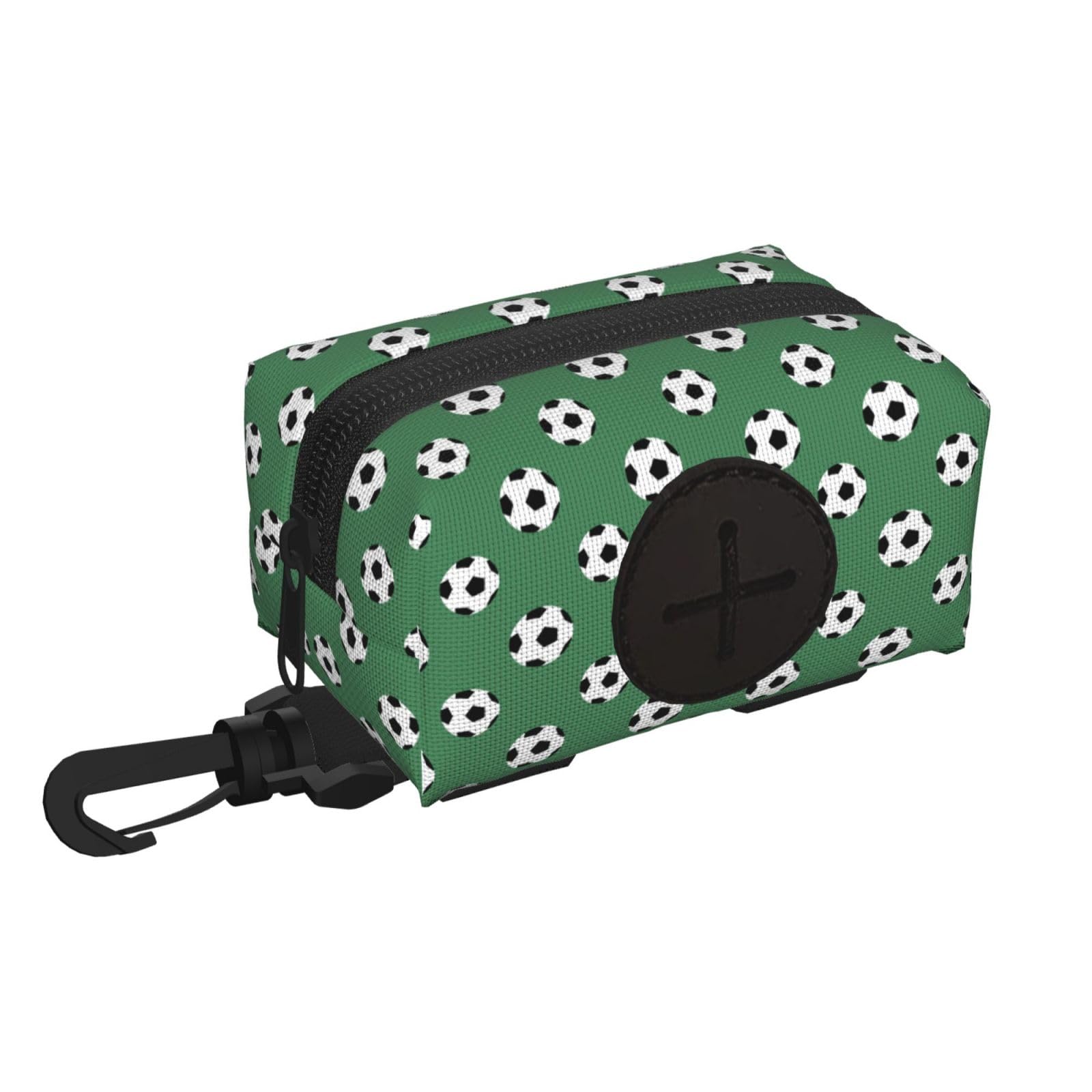 Pphgut Black Soccer Print Waterproof Pet Waste Treat Bag Outdoor Walking Hiking Pouch Camping Accessory