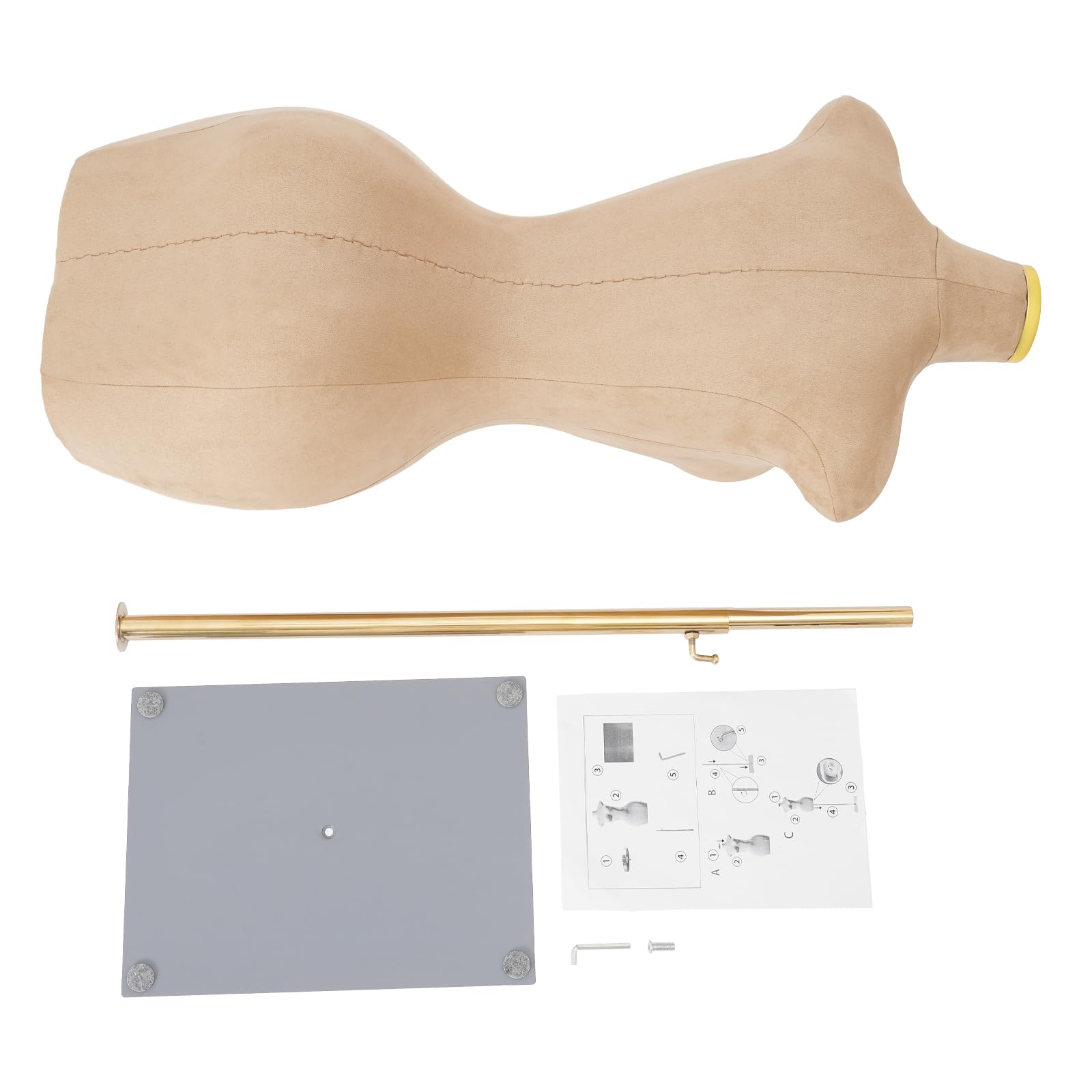 Mannequin de couture | Mannequin de vitrine féminin | Mannequin | Hauteur réglable (150-210 cm) | Mannequin de vêtements | PU et métal | Pour boutiques et ateliers | Avec pied (doré)
