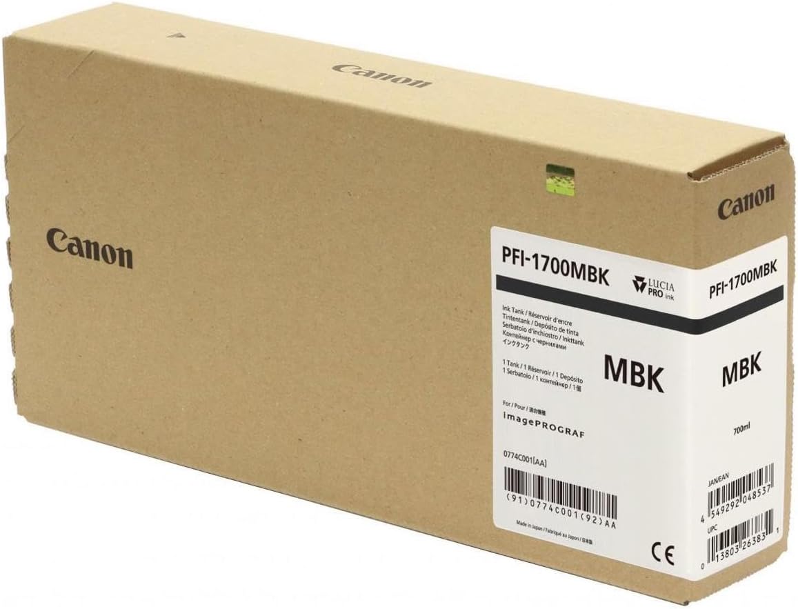 Canon PFI-1700 (0774C001AA) Standard Yield Ink Cartridge (Black Matte) in Retail Packaging