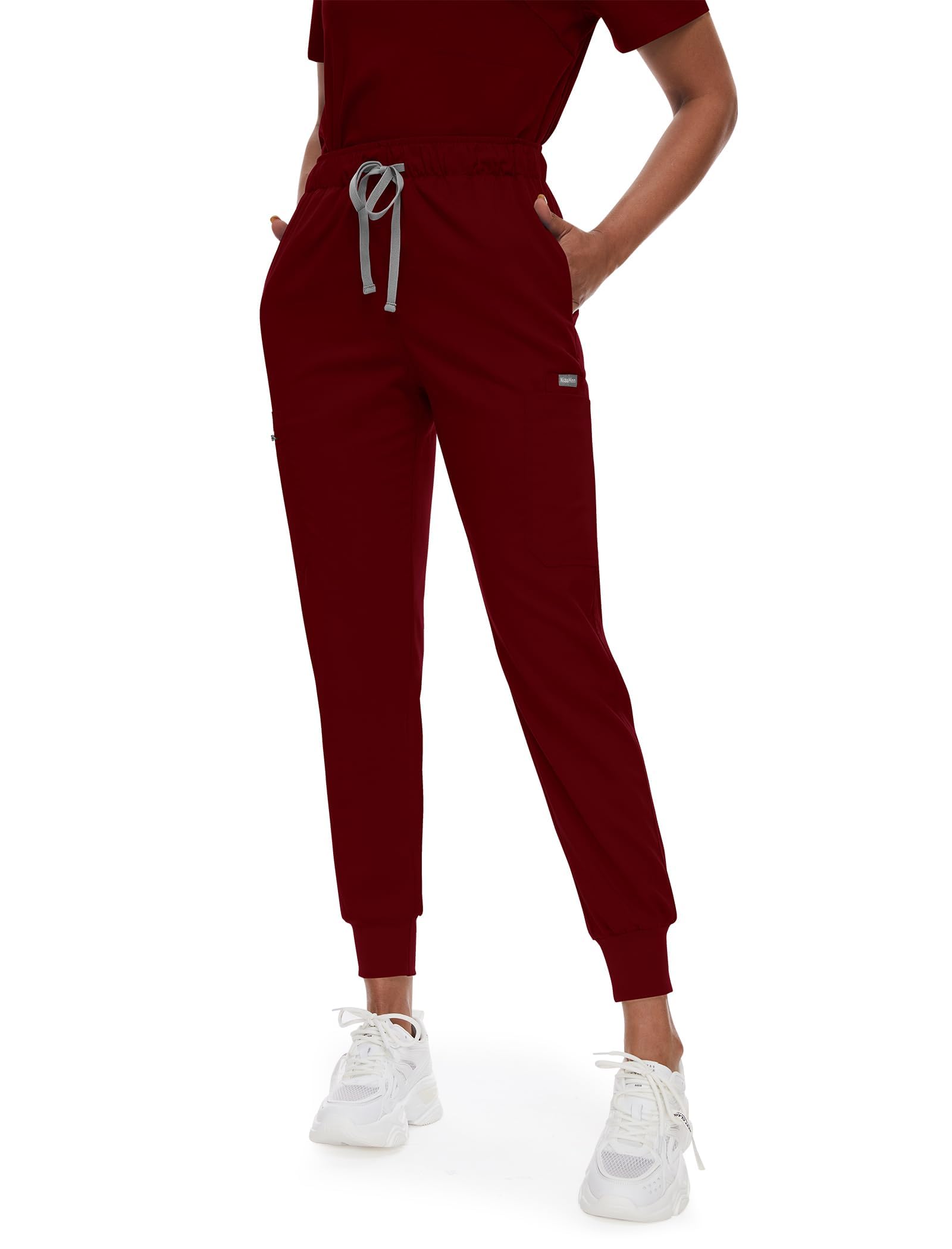 NiaHin Unisex Scrubs Uniforms Women Set, 11 Pockets Stretch V-Neck Scrub Top & Jogger Pants, Beauty Tunic, Nurses Uniform - Image 3