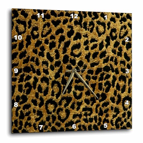 Review de Muebles de pantalla que puedes comprar esta semana. 37 3dRose DPP_25494_3 Rab Rockabilly Reloj de Pared con Estampado de Leopardo Dorado y Negro, 15 x 15 Pulgadas