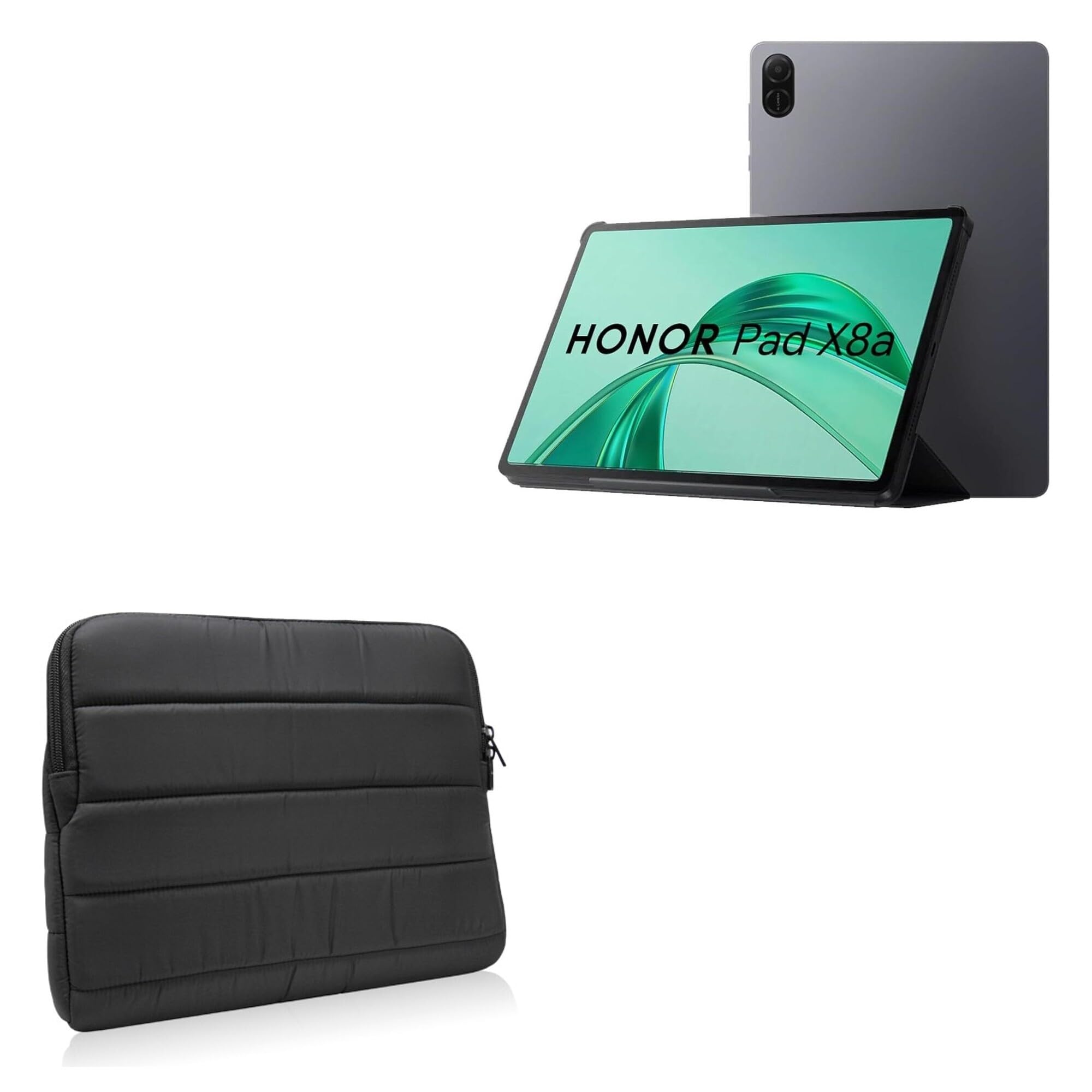 BoxWave Case Compatible with Honor Pad X8a - Polar Jacket, Puffy Padded Material Zip Up Sleeve Pouch - Jet Black