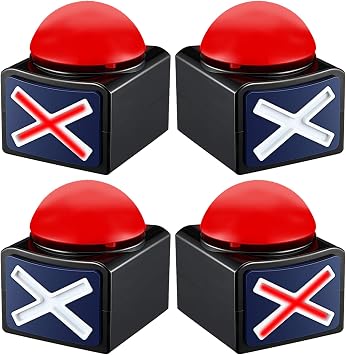 4 Family feud Game for Adults with Buzzer Party Contest Prop Toy, Trivia Quiz Got Talent for Family Feud Game Buzzer with Light & Alarm Sound - Answer Button Box for Classroom