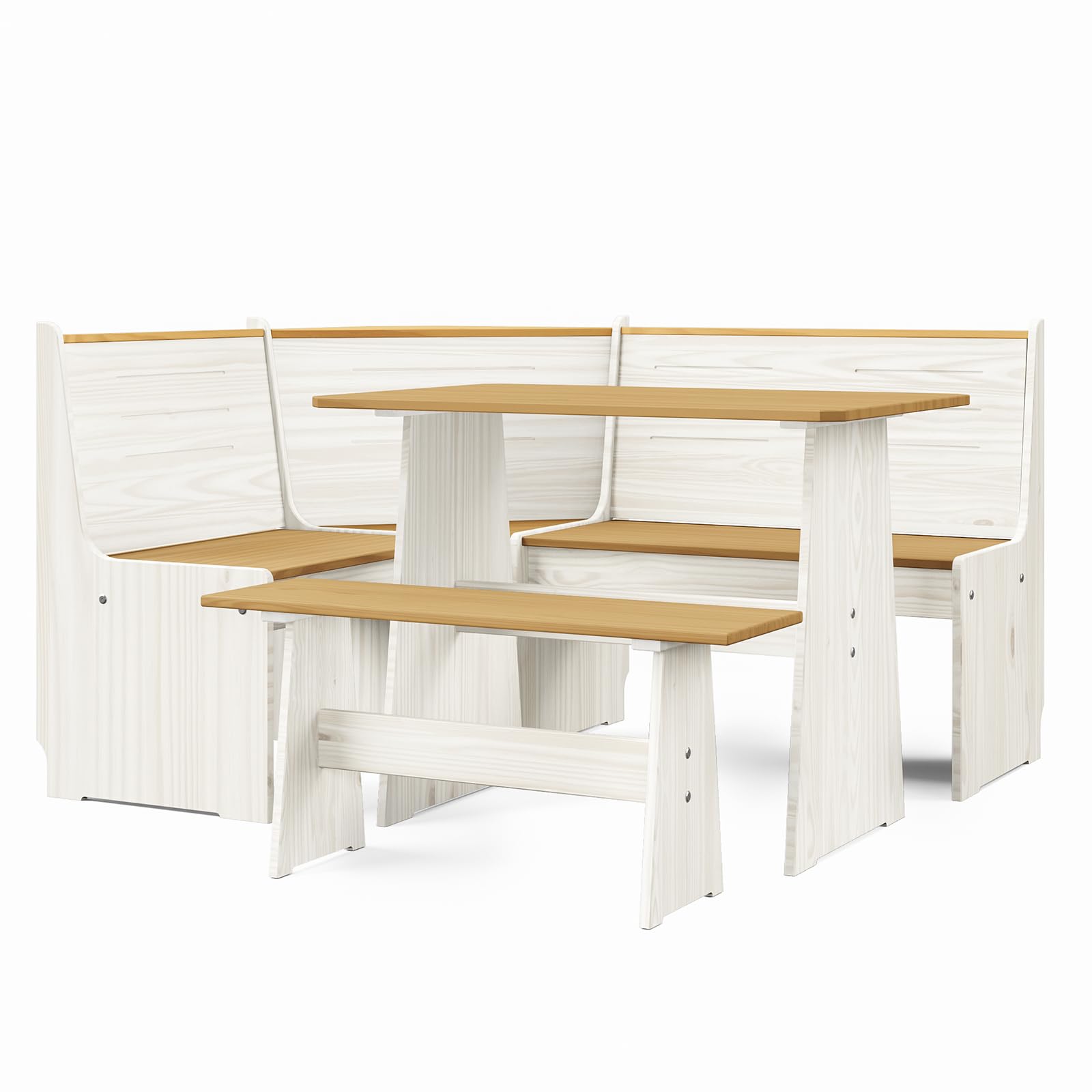 Amazon.com - Space-Saving L-Shaped Breakfast Nook Table Set – White ...