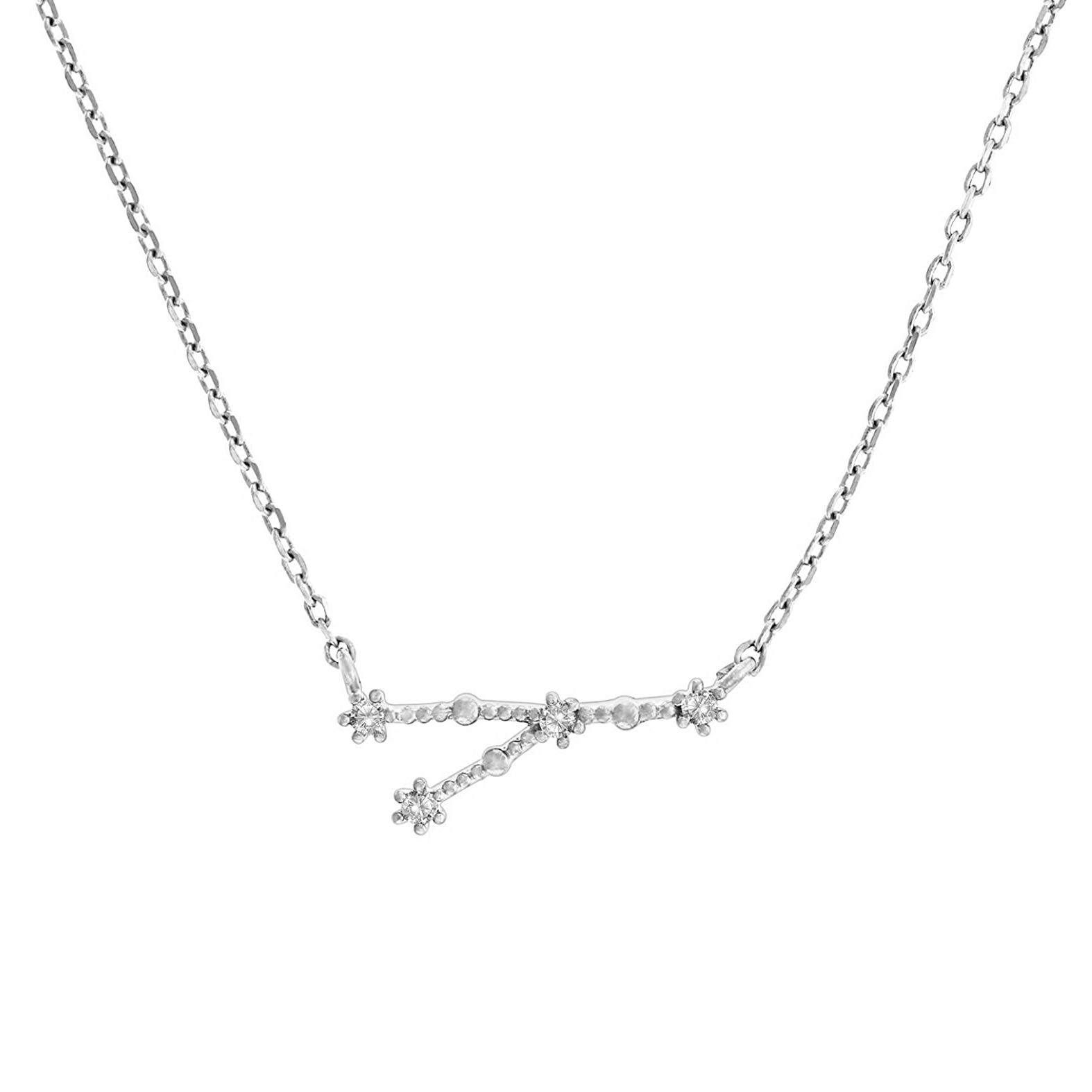 PAVOI 14K White Gold Plated Astrology Constellation Horoscope Zodiac Necklace 16-18