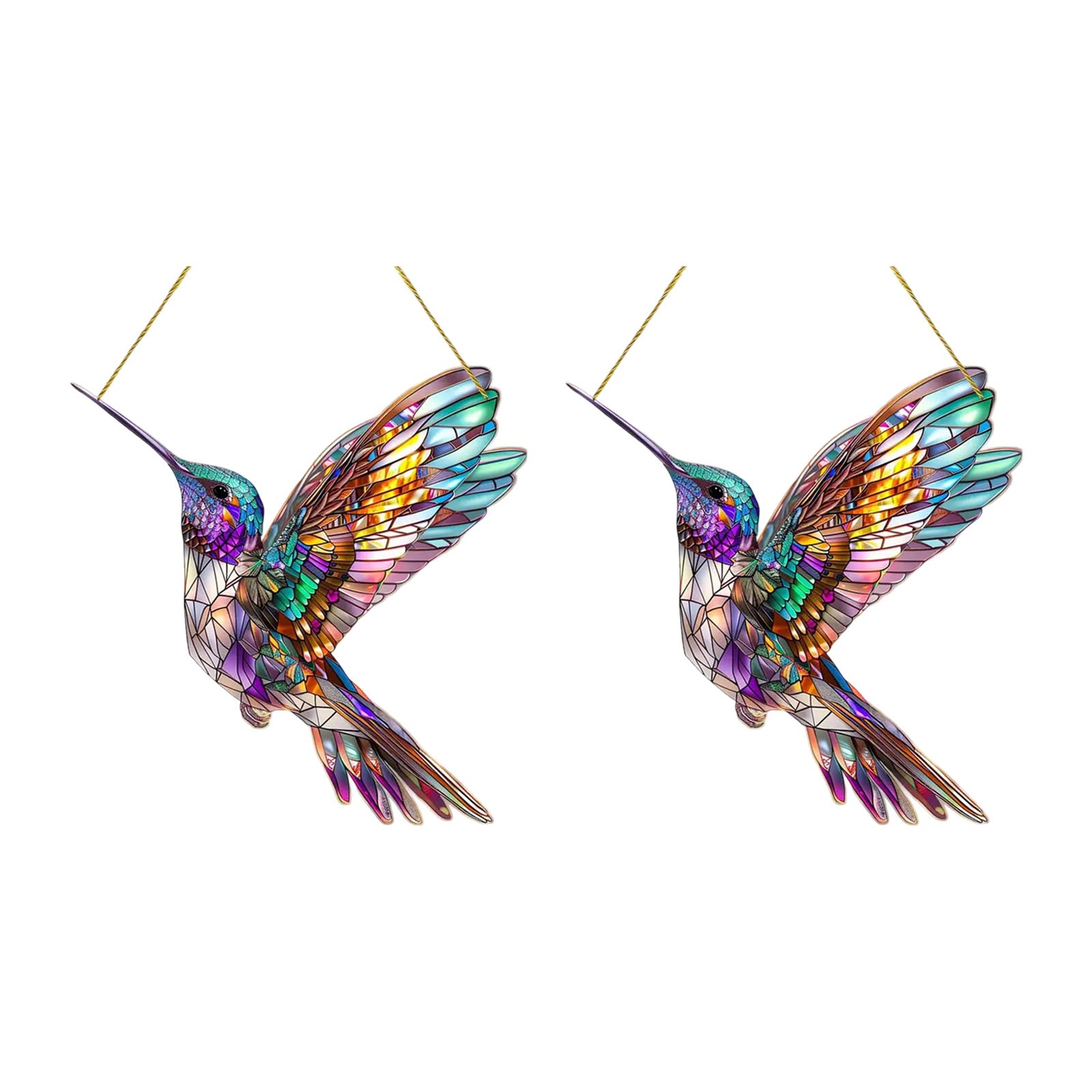 TFAOYS Of 2 Artistic Colorful Acrylic Bird Sunlight Catchers Hanging Ornament Enhances Home Garden Visual Atmospheres Bird Suncatchers Acrylic Hanging Ornament