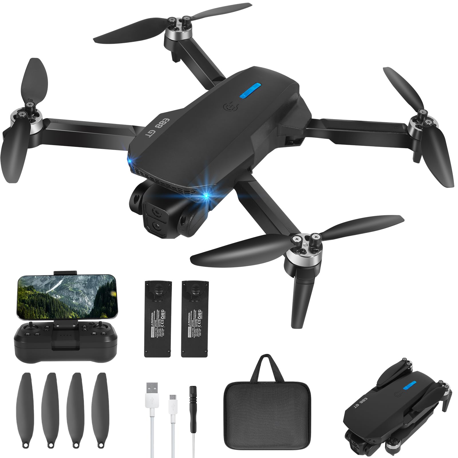 Drohne mit Kamera 1080P,RC FPV Faltbar Quadrocopter,90° verstellbare Linse,3D Flip,Headless Mode, bürstenloser Motor,Start/Landung mit einer Taste,Höhenhalte,Geschenke für Anfänger und Kinder