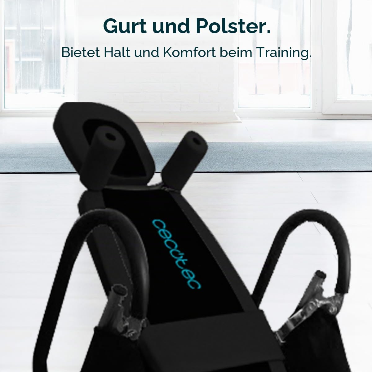Cecotec Faltbare Inversionsbank mit vollständiger 180º-Inversion Drumfit Inversion 1800. Dehnt den Rücken, Sicherheitsgurt und Polster, 26 einstellbare Stufen, maximales Gewicht 120 kg.