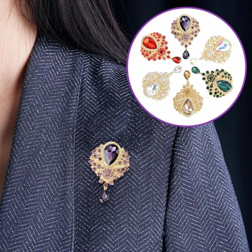 Broche de ramo con diamantes de imitación verdes y fijación segura para ropa de mujer 2
