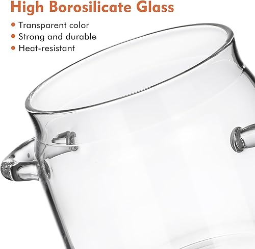 Miniatura 5 de Olla de vidrio con tapa Potpourri de vidrio a fuego lento 11.8 fl oz de cocina gruesa apta para microondas transparente para sopa, pasta, fideos,