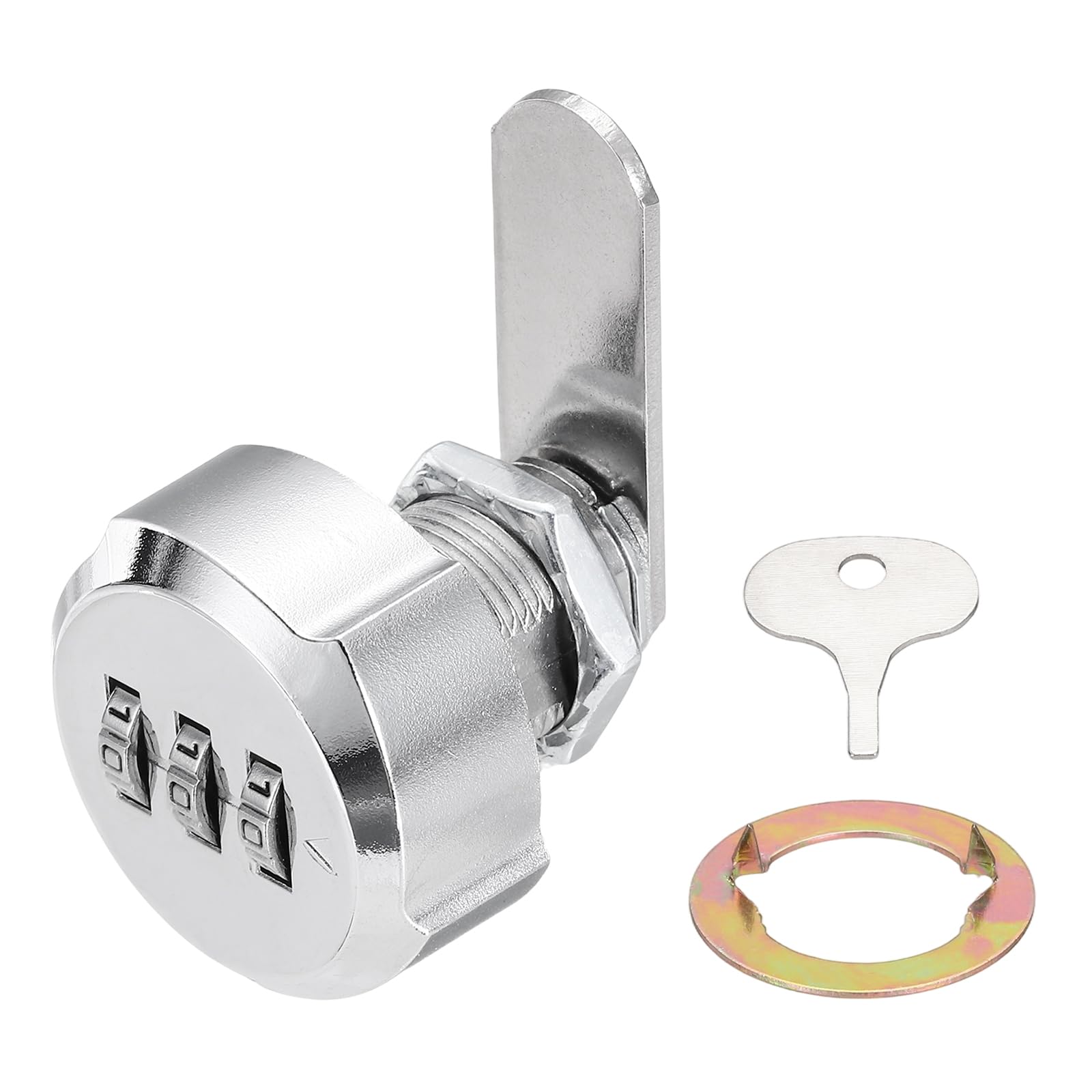 PATIKIL Combination Cabinet Lock, 3/4Inch 3-Digit Keyless Metal Drawer Plum Blossom Head Locks with for Kitchen Cabinet Closet Cupboard Locker Wooden Door, Silver