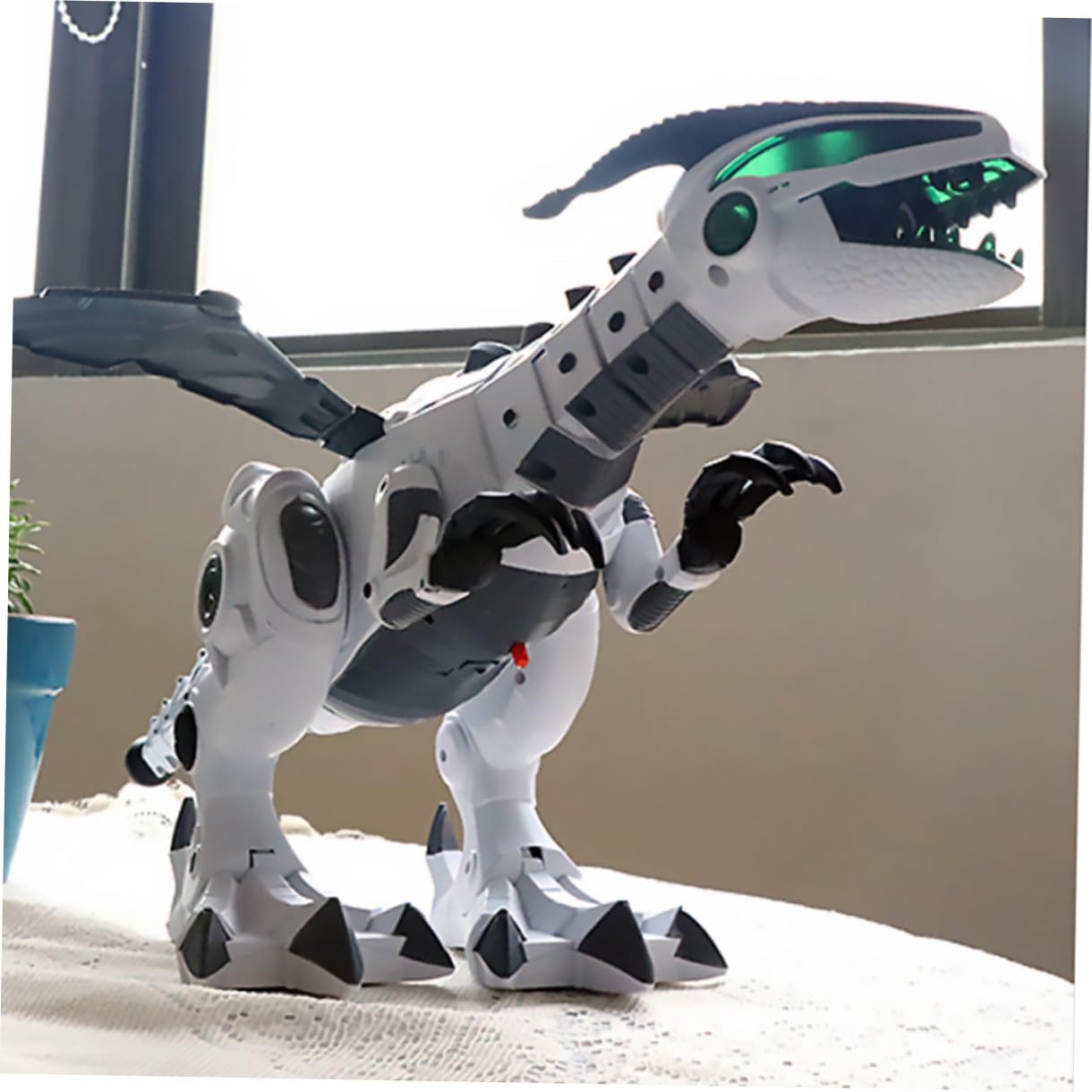 Juguete de Dinosaurio Eléctrico Creativo de Plástico Blanco Resistencia a Impactos y Diseño Delicado para Exhibición y Juego Infantil