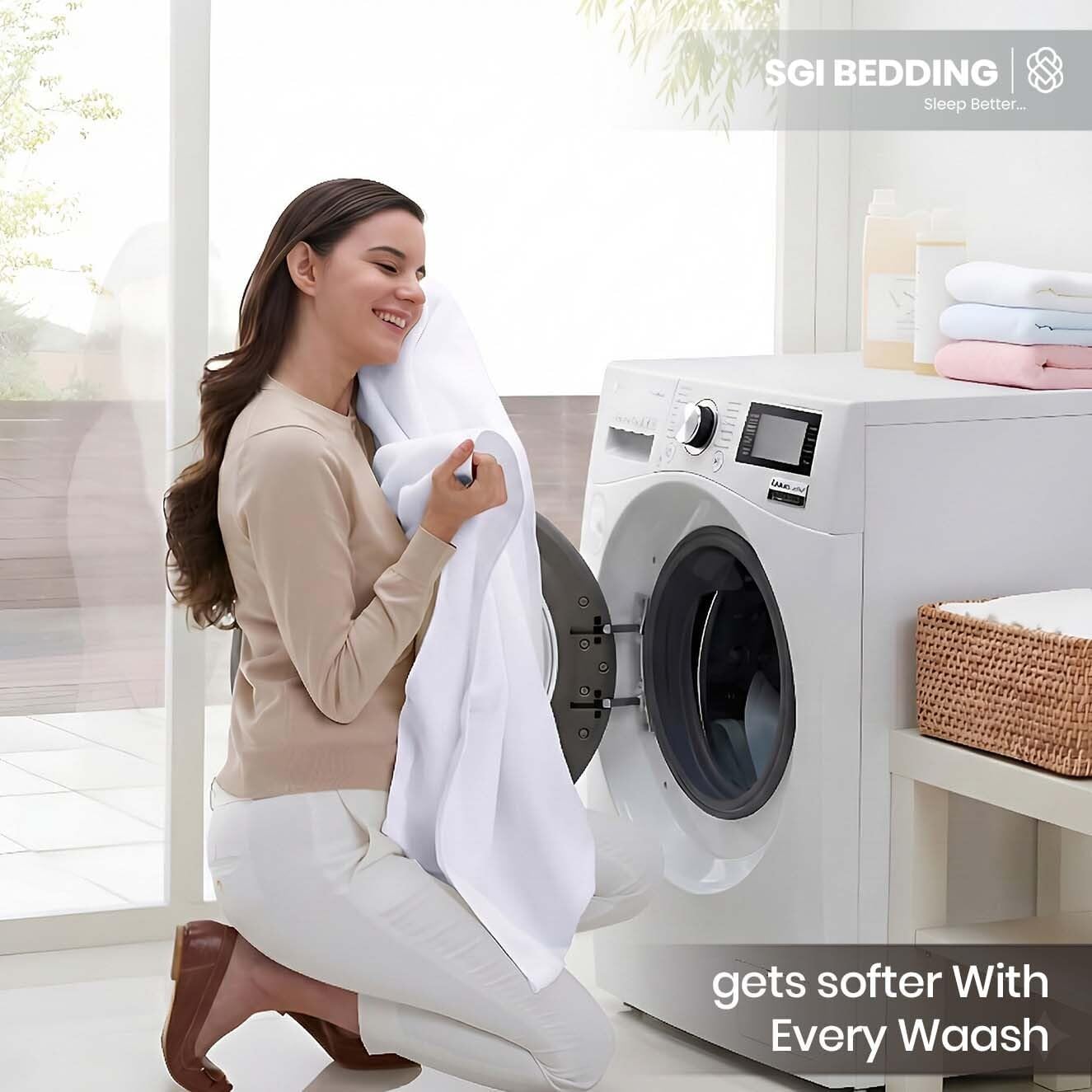 SGI bedding 100% Egyptian Cotton Sheets King Size - 1000 Thread Count Luxury Hotel Sheets, 18" Deep Pocket, Soft & Breathable 4-Piece White Sheet Set