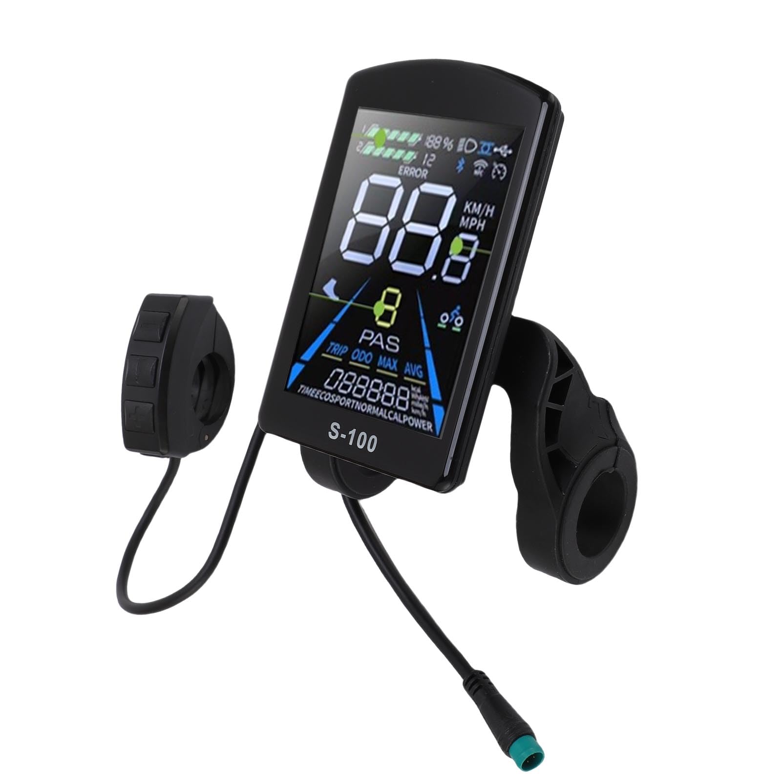 Bnineteenteam Schermo LCD Colorato Durevole Costruzione Electric Bike Display LCD, Cavo a Prova di Pioggia a 5, per Pendolarismo Quotidiano, Ciclismo, Campeggio