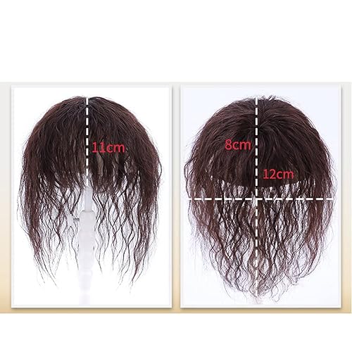 Miniatura 4 de Peluca de cabello humano con flequillo. Aumenta la cantidad de cabello en la parte superior de la cabeza para cubrir el cabello blanco esponjoso