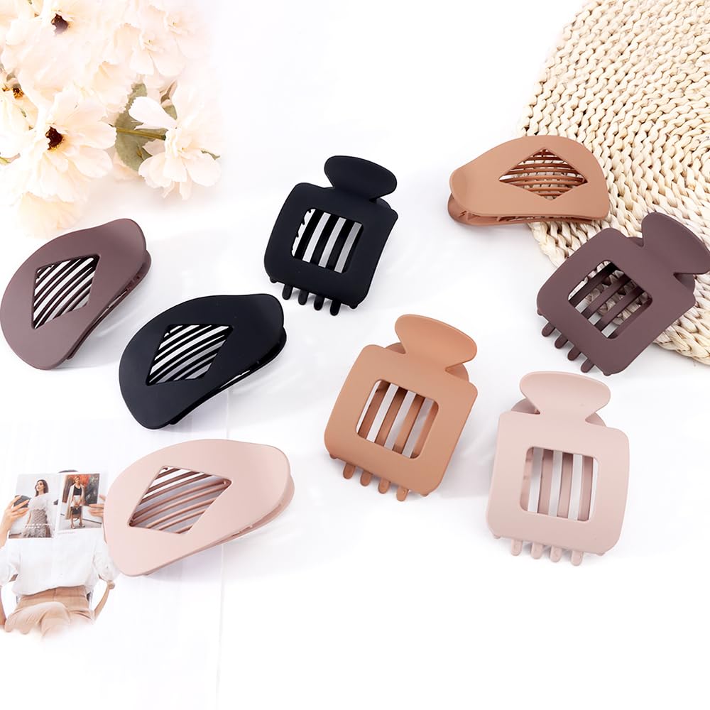 8 pinzas planas para el cabello para mujer, pinzas planas mate grandes, 2 estilos, sujeción fuerte, pinzas para mujer, accesorios de peinado grueso y fino 7