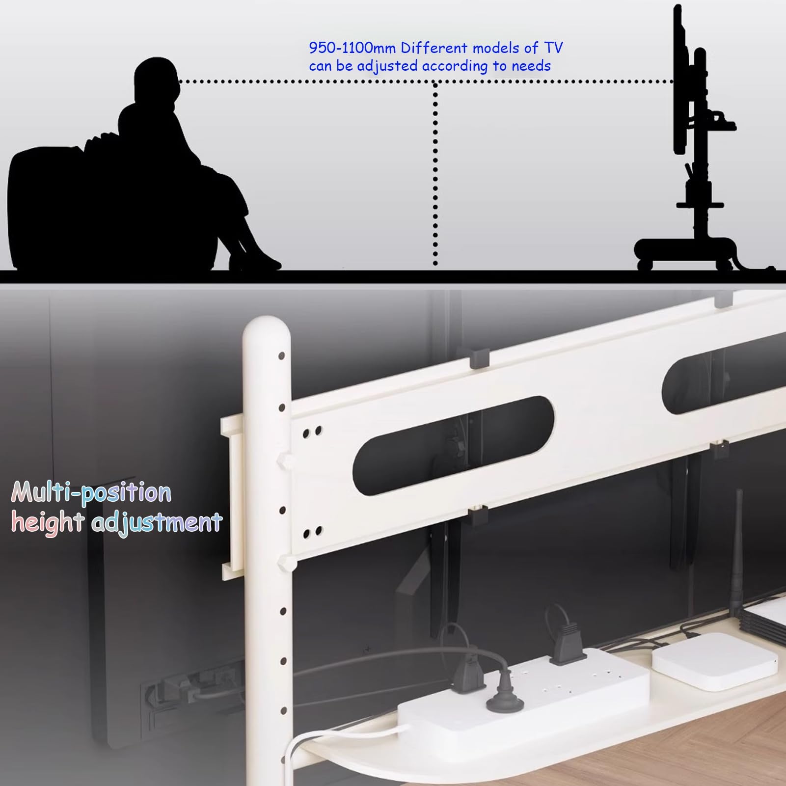 Soporte TV Pie, Carrito Portátil con Ruedas, Soporte TV Ruedas para, Altura Ajustable, Suelo con Ruedas e Inclinación, for Casa Y Oficina.(Wit,40-55 Inches)