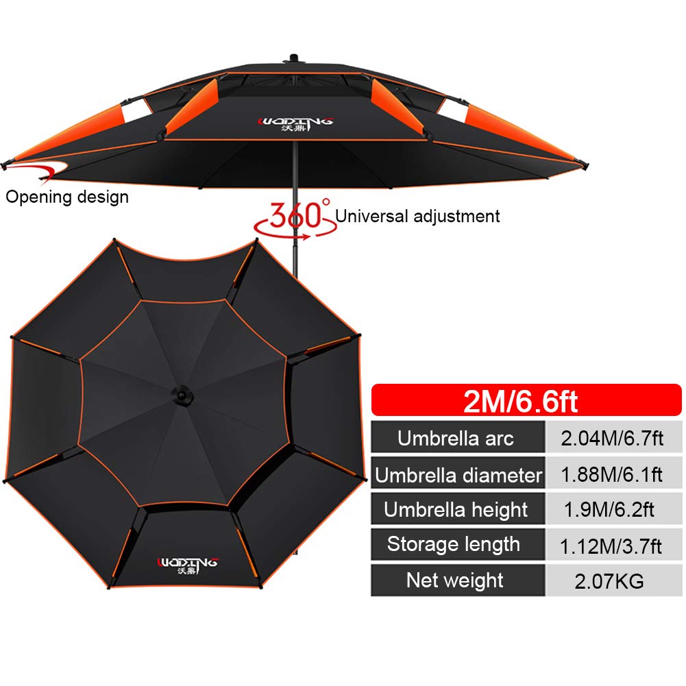 XJBTBA Parasol ogrodowy Parasol Parasol wędkarski Parasol ogrodowy Parasol ogrodowy Parasol targowy Parasol tarasowy Parasole plażowe, ochrona przed słońcem Ochrona UV, obrót o 360°, okrągłe podwójne