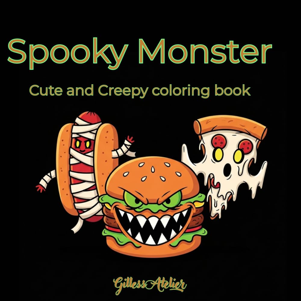 Spooky Monster: Cute and creepy adults coloring book