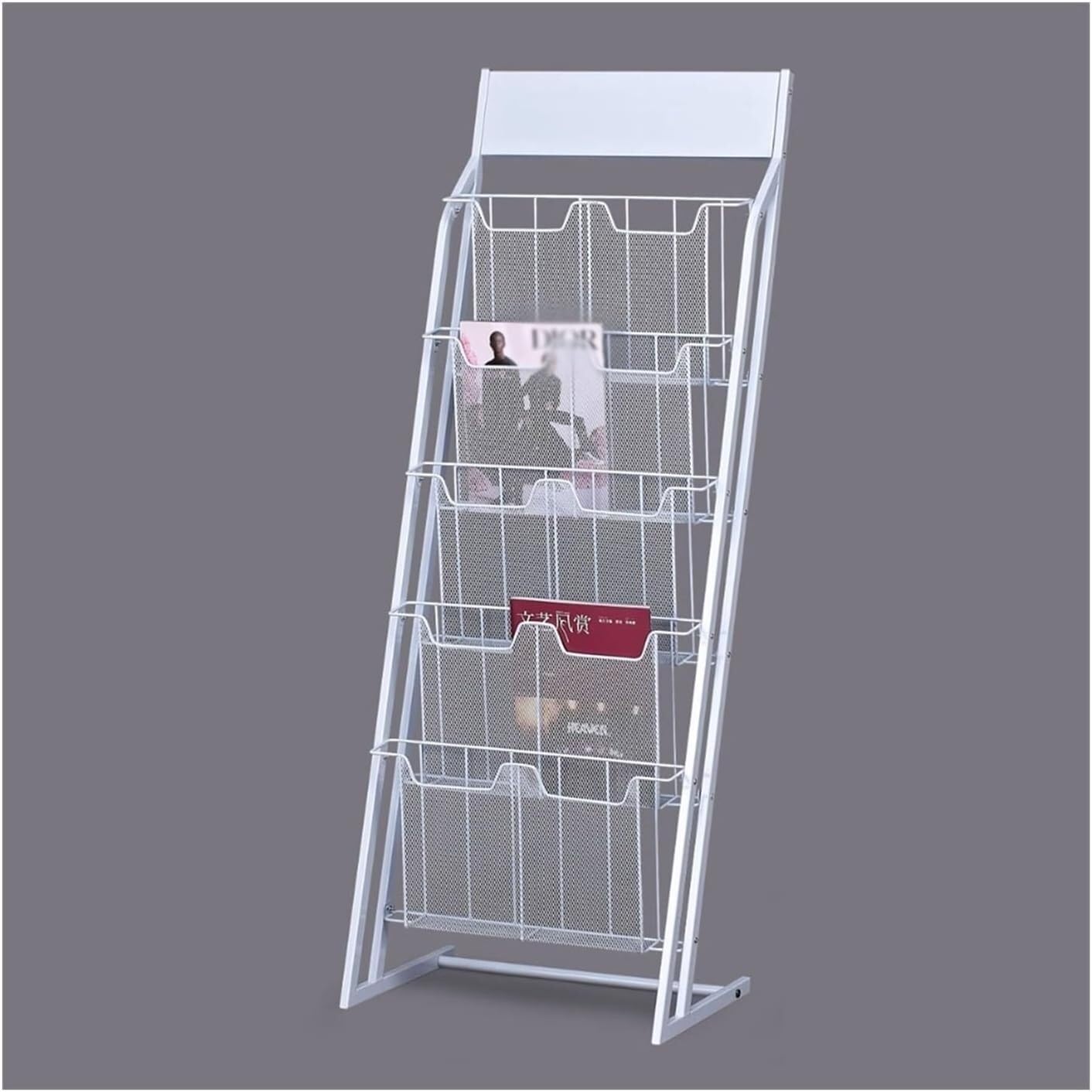 CGCSYZ Multi-Tier Booklet and Magazine Display Rack, Magazine Rack, Office Booklet Display Organizer, Document Catalogue Organizer Brochure Display Stand for Exhibitions(Gold) (White)