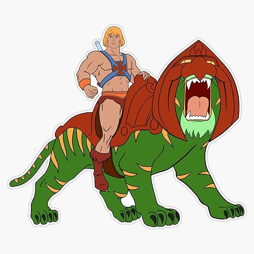 He-Man and Tiger Tribute - Adhesivo de vinilo impermeable para coche, laptop, pared, ventana, 5 pulgadas