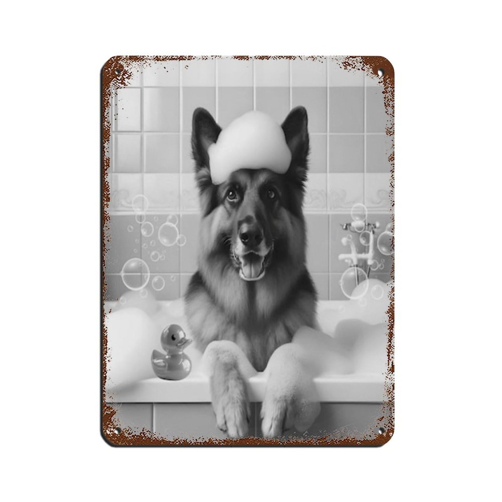 German Shepherd,Bathroom Art Poster Tin Sign Vintage Metal Pub Club Cafe Bar Home Wall Art Decoration Poster Retro 12x16inch(30x40cm)