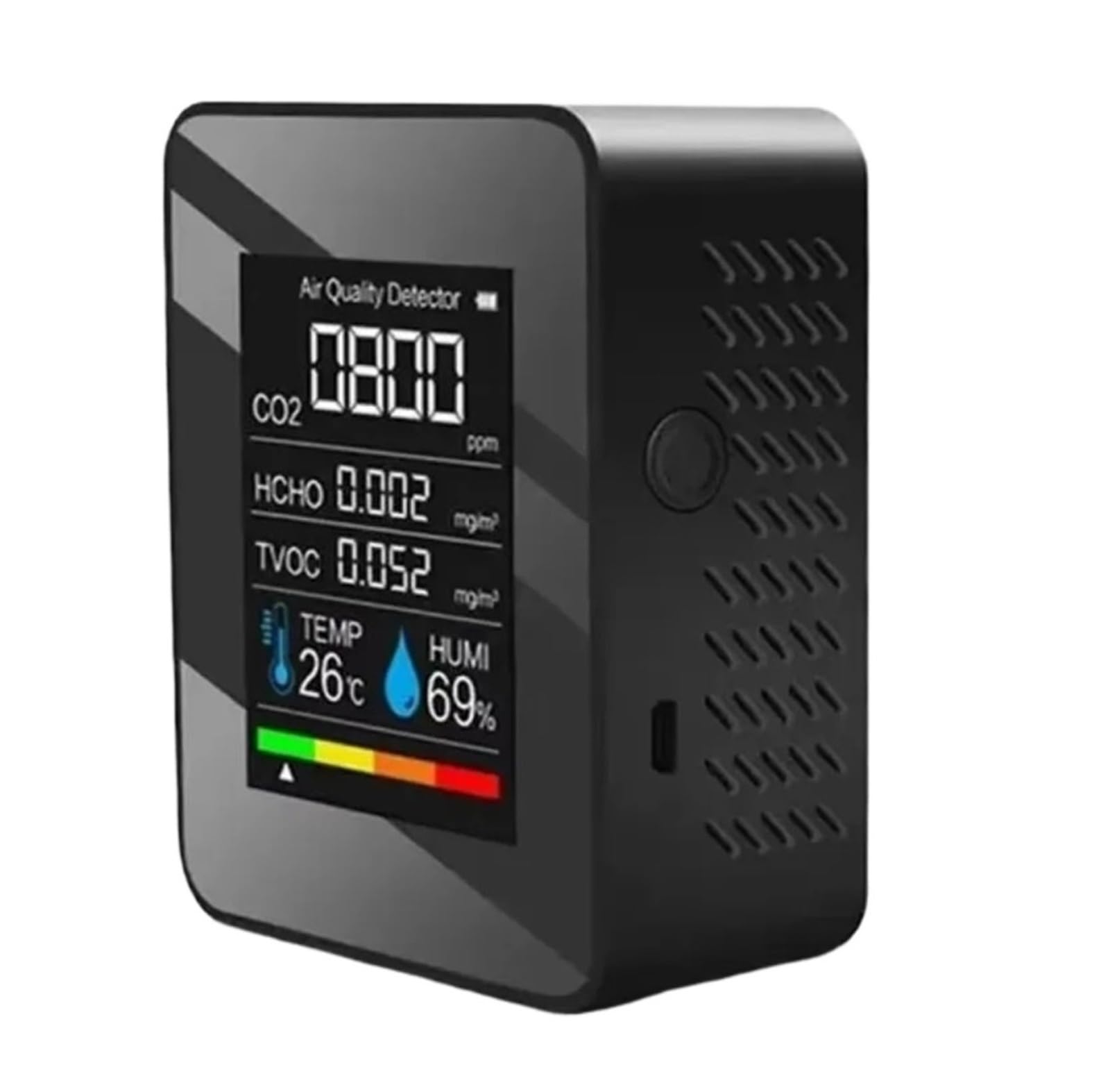 Air Quality Monitor, 5 in 1 Digital Air Quality Monitor Humidity and Temperature Monitor CO2 Tester LCD(Nero)