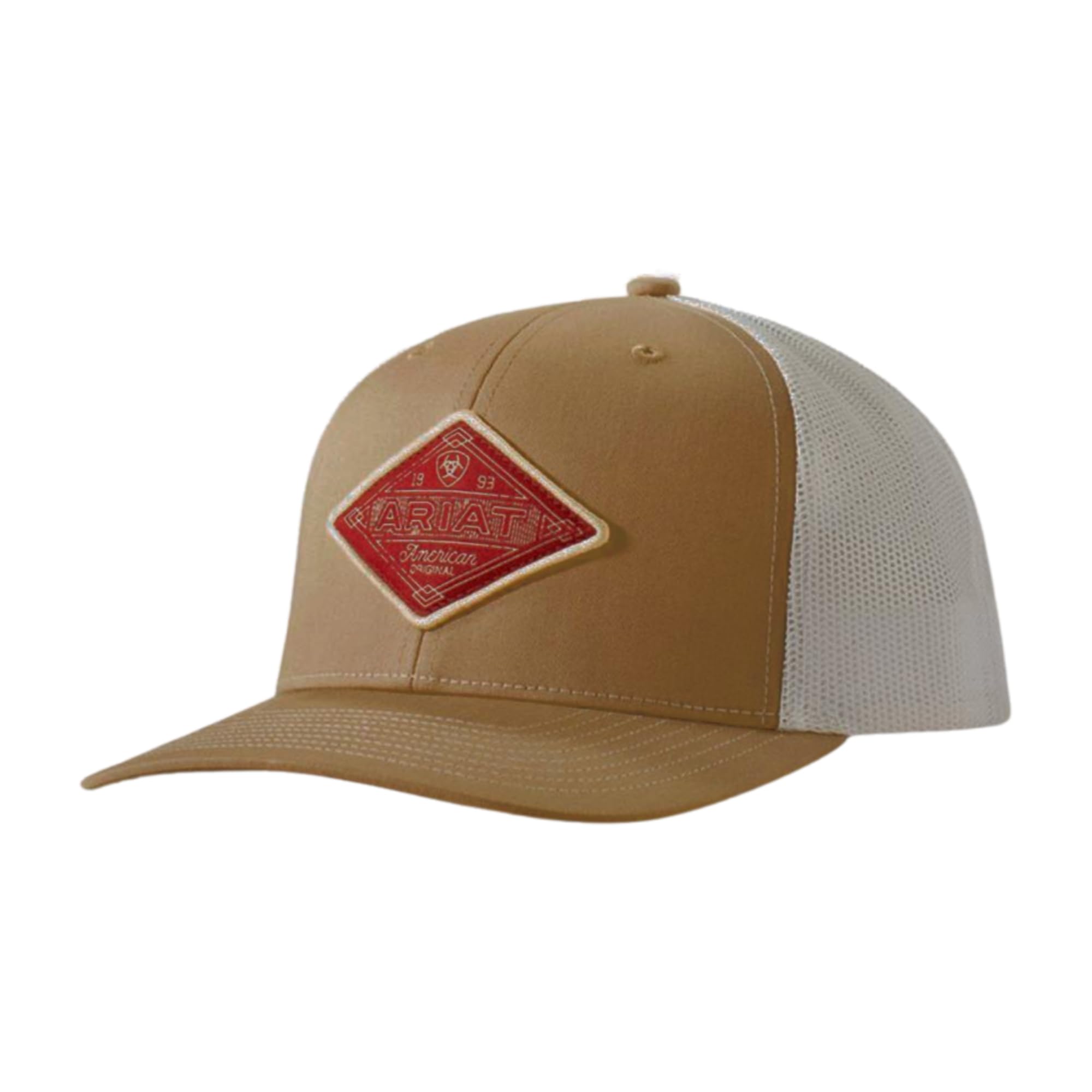 ARIAT Herren Structured Cap Diamond Patch Creme | Snapback-Konstruktion, verstellbarer Verschluss, strukturierte Krone, geeignet für lässige Westernkleidung