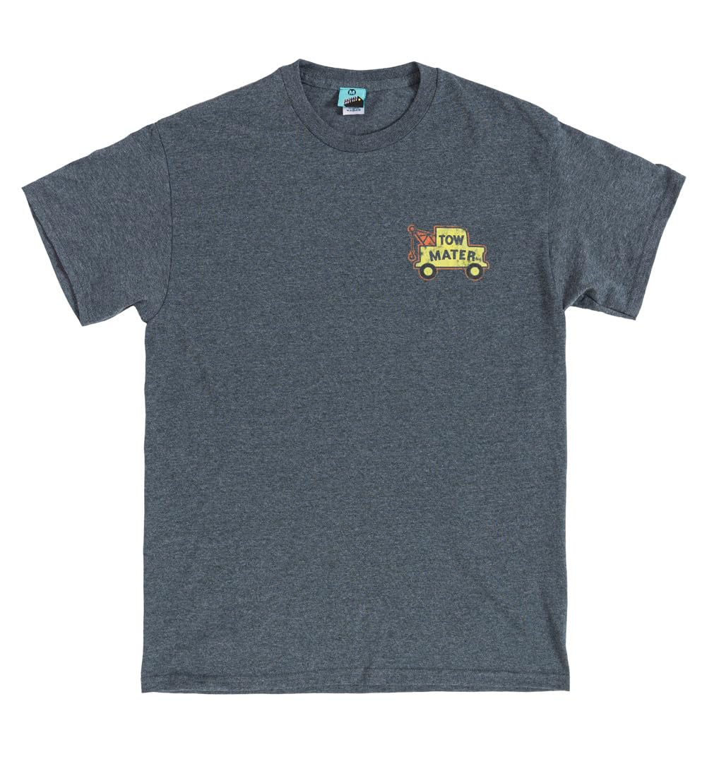 Disney Cars Tow Mater Towing and Salvage Charcoal Marl T-shirt z nadrukiem na plecach, Czarny/węgiel drzewny, L
