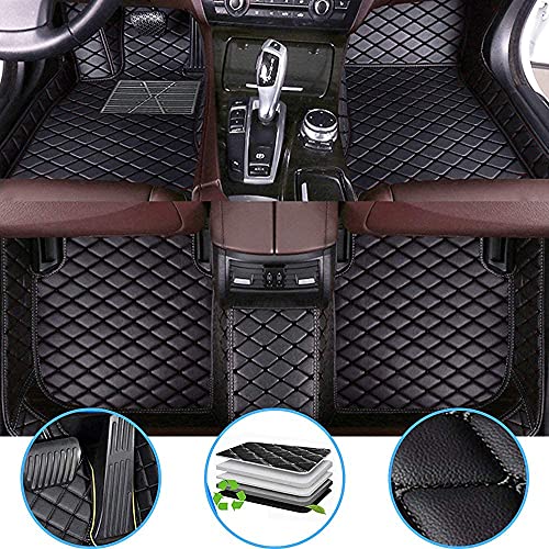 MaiMeng Car Floor Mats Fit for Honda Vezel 2013-2018, PU Leather Floor Liners Non-Slip Automotive Carpet Pad All Weather Protection Front and Rear Full Cover Set (Black)