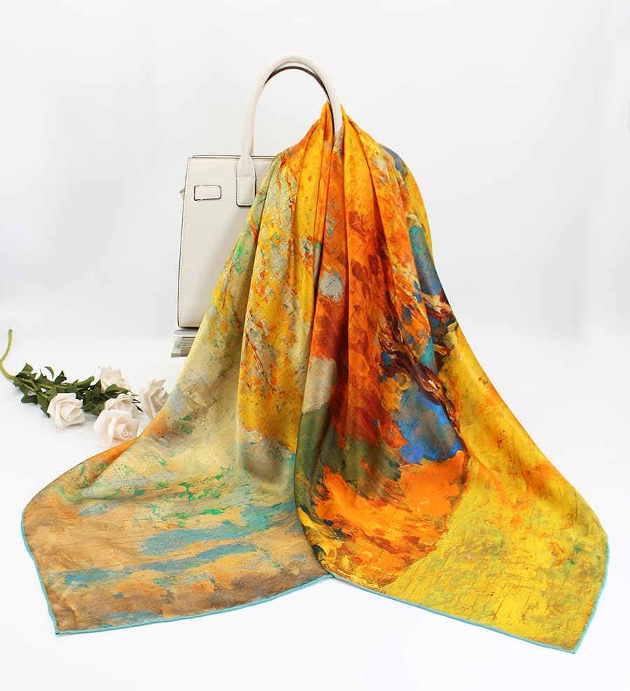 ANDANTINO 100% Silk Scarf 43" Large Square Lightweight Headscarf& Shawl–Women Hair Wraps-With Gift Packed - Image 5