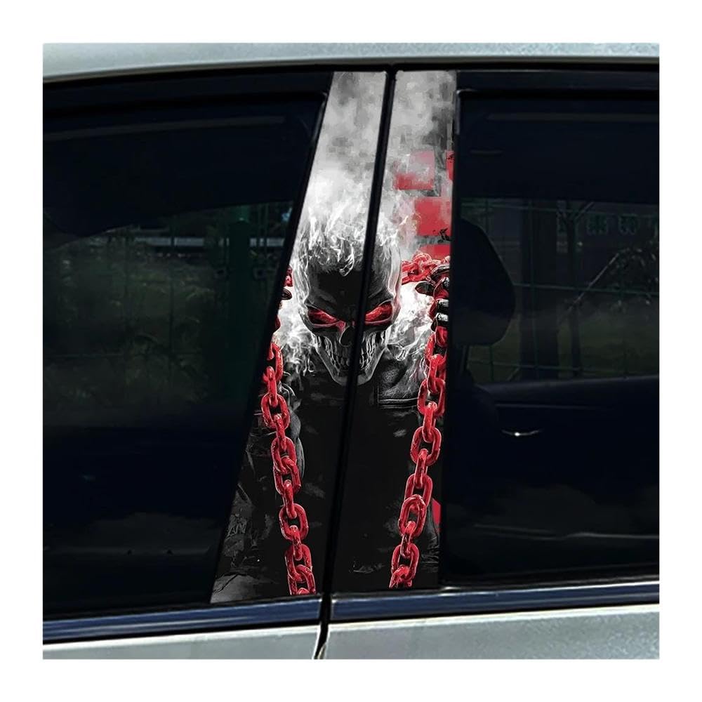 Body Parts 2PCS Car Center Pillar Sticker Skeleton Halloween Knight Auto B Pillar Protective Film Decals(B)