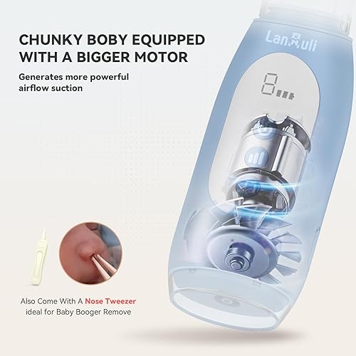 Miniatura 3 de Aspirador nasal de grado hospitalario para bebé, succión nasal automática para niños, limpiador de mocos para bebés con nivel de succión ajustable,