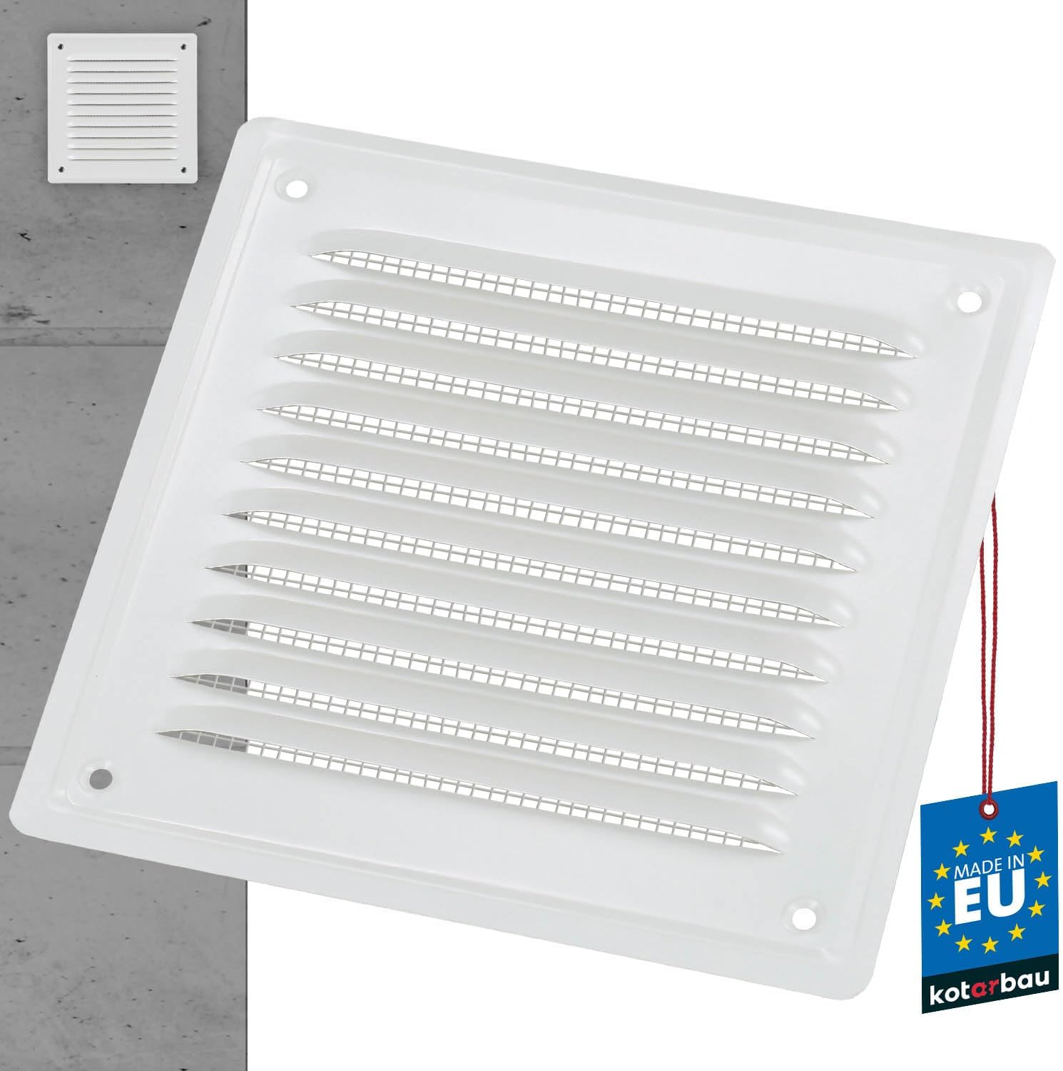 Lüftungsgitter 15x15cm - Metall Abluftgitter Mit Insektenschutz