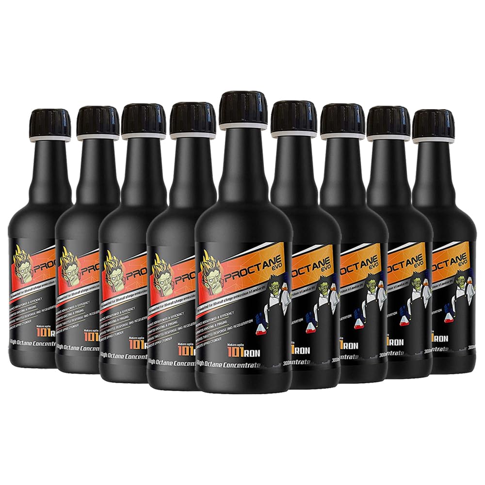 Proctane Evo High Octane Booster for Max Engine Power, Efficiency, Mileage Boost, Complete Fuel Burn - Suitable for All Petrol Vehicles (MMT Free) (300 ml, Pack of 9)