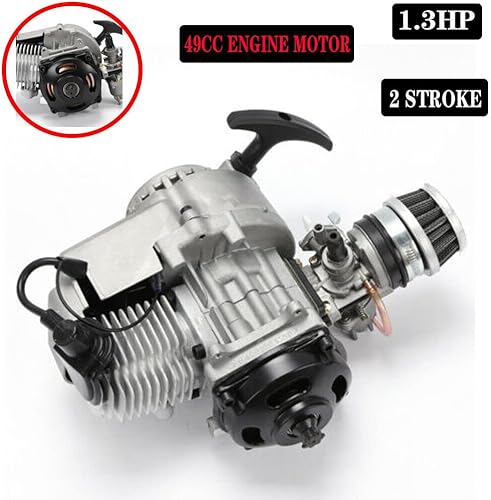 Miniatura 2 de Motor de motor de 2 tiempos de 49 cc, 1.3 HP de arranque refrigerado por aire, mini motor para scooter, bolsillo, motocross, cuatrimoto, cuatrimoto,