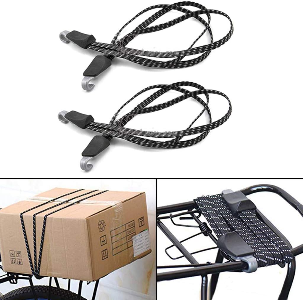 Mantain 2 Pcs Bike Bungee Cords 3 in 1 Strap Rope Elastic with Two Plastic Hoods