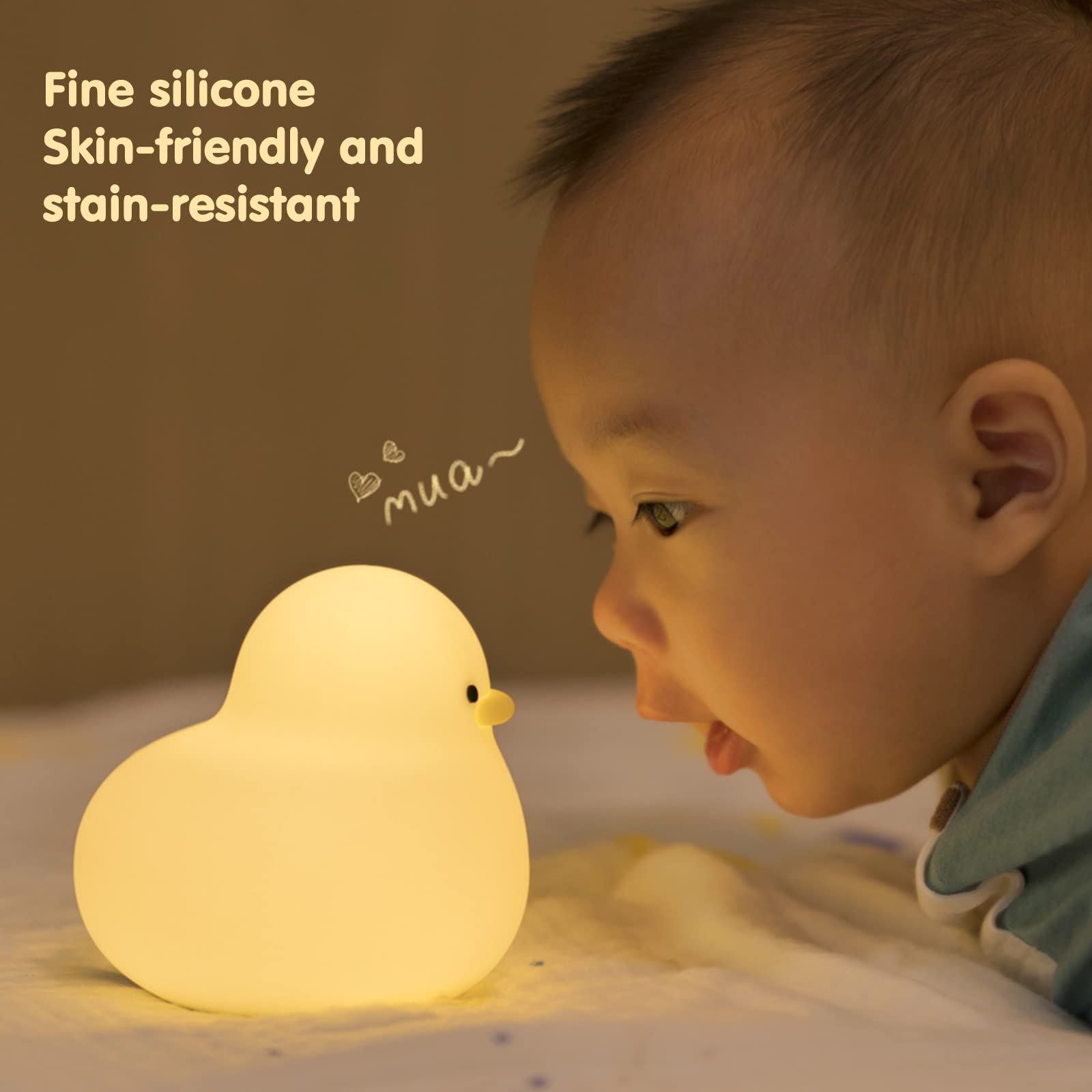 Kaczki Lampka nocna dla dzieci, Śliczne kaczki Silikonowa lampka nocna do pokoju dziecięcego, Akumulator Przedszkole Baby Night Light Touch Light Ozdoba na biurko Prezenty dla dzieci Chłopcy Dziewczęt