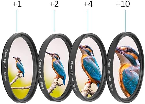 Miniatura 2 de Filtros de primer plano macro de vidrio óptico, kit de filtro de lente macro +1+2+4+10, filtro macro 2.283 in Closeup Macro Filter Set