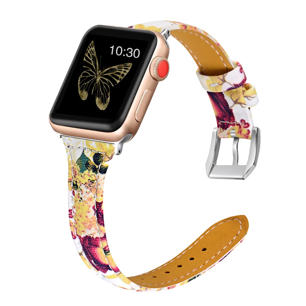 Leather Bands Compatible Apple Watch Bands For Women 38mm 40mm 41mm 42mm 44mm 45mm 46mm 49mm, Top Grain Leather Band Replacement Strap for iWatch Ultra SE SE2 Series 11 10 9 8 7 6 5 4 3 2 1