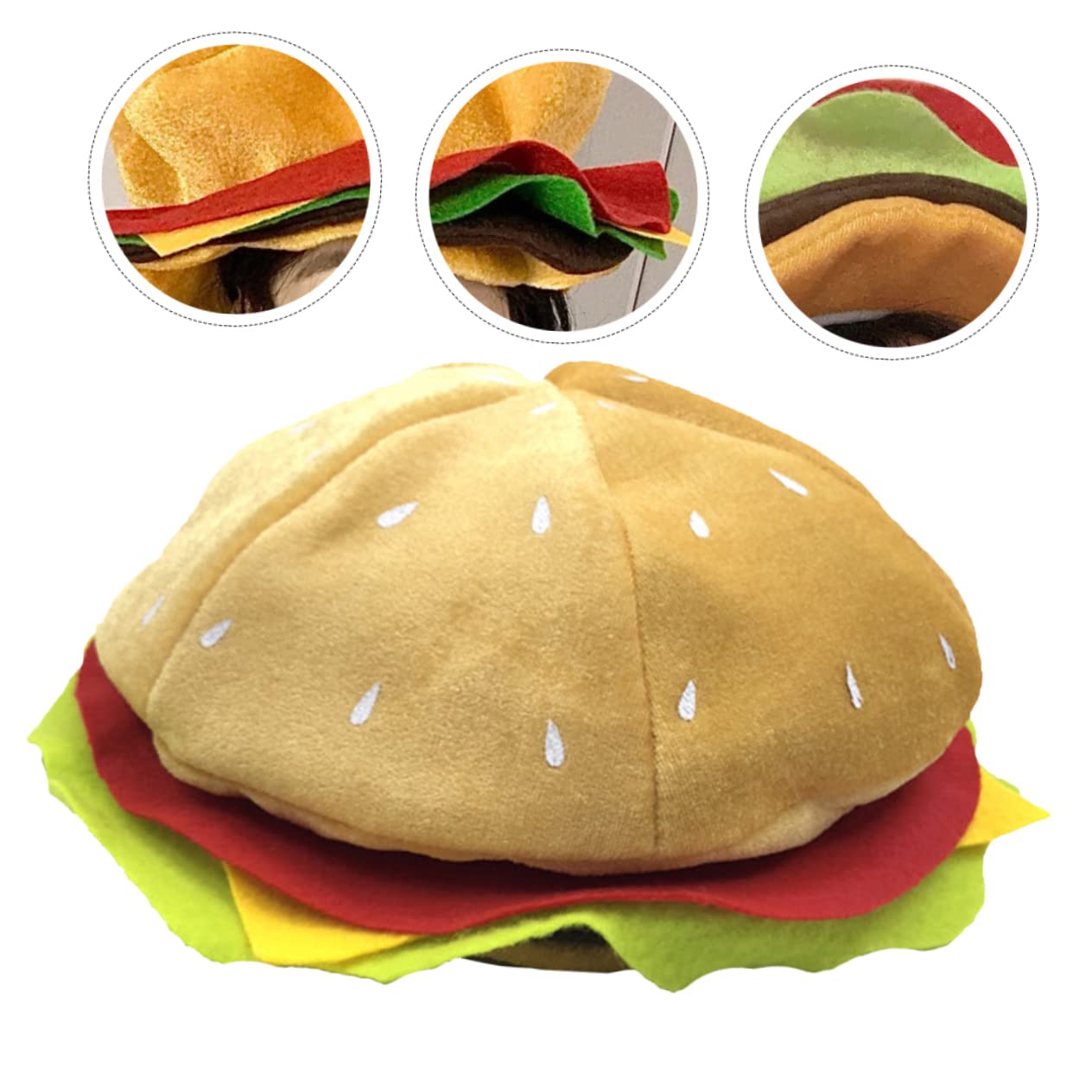 4piezas Sombrero De Hamburguesa Divertido Cosplay y Halloween Gorro De Diseño Adorable y Original Para Adultos