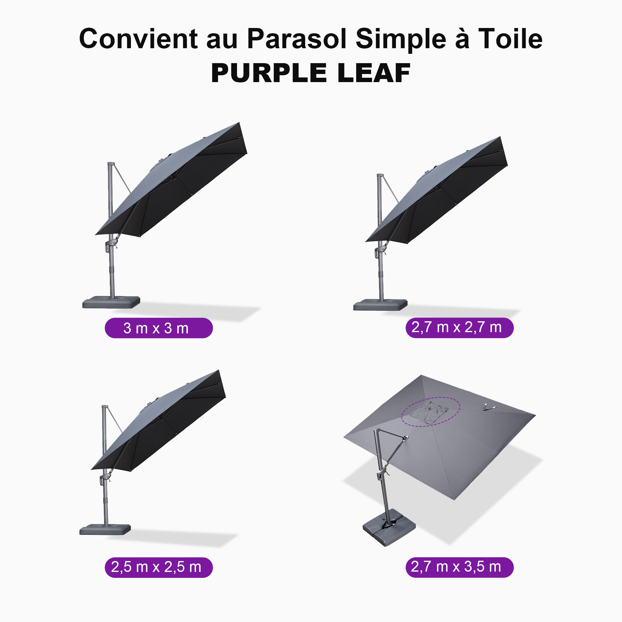 PURPLE LEAF Base Sombrilla 91 x 90 x 17 cm, Soporte Parasol 100 kg, Rellenable con Agua y Arena, Pie Sombrilla para Jardin Patio Terraza, Gris