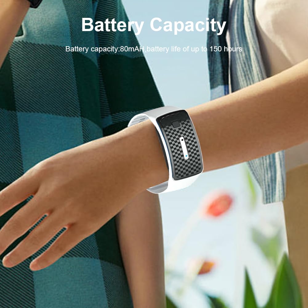 Pulsera Repelente de Mosquitos ultrasónica, 3 Modos, Pulsera para niños y Adultos, Resistente al Agua, Recargable para Acampar, Pescar, Deportes al Aire Libre (Blanco)